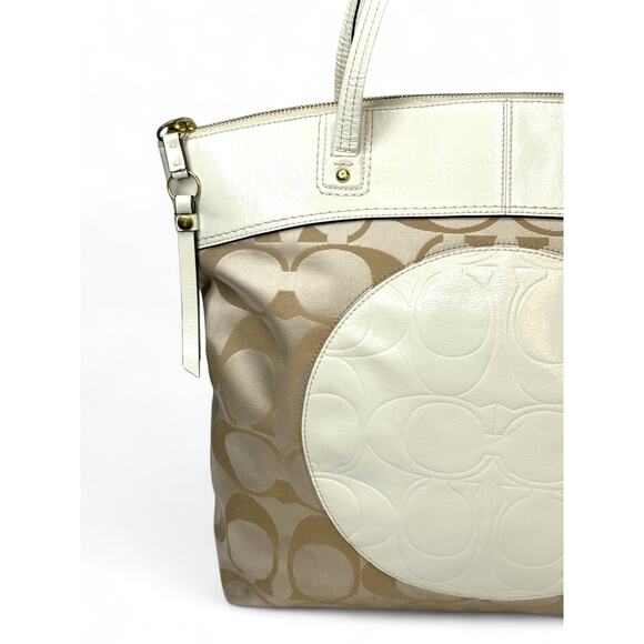 Coach Laura Signature Tan Monogram Tote Bag - Picture 2 of 10